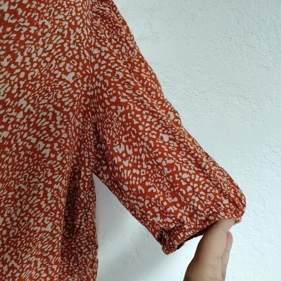 Free People Rust Combo Celia Blouse size S - Picture 9 of 12